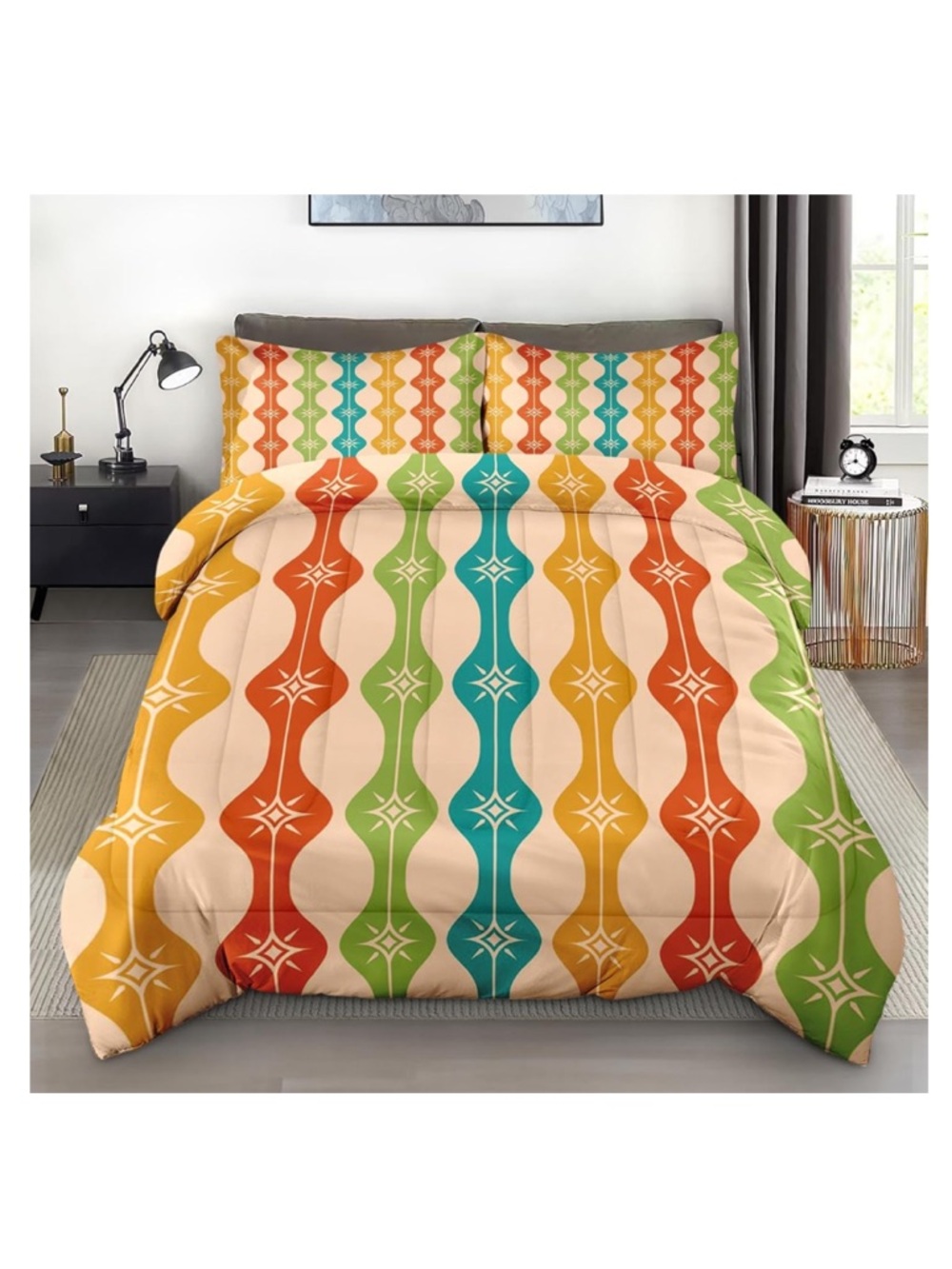 Retro-Style Geometric Comforter 2pc. Set-TWIN